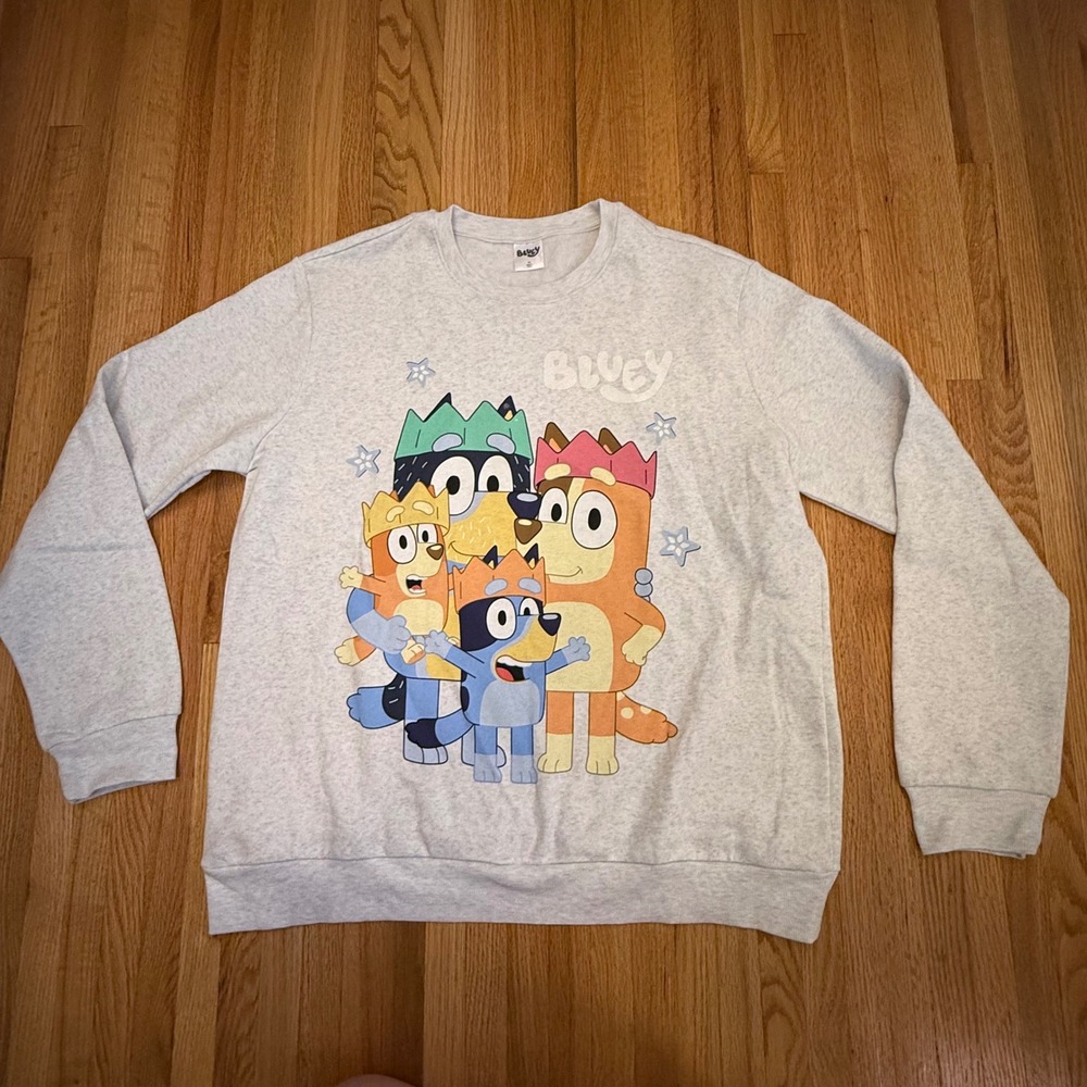 Bluey Family Hooray! Graphic Sweatshirt XL Cartoon Dog Dad‎ Bandit Chilli Bingo
